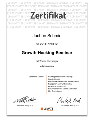 Growth Hacking Seminar | Jochen Schmid | 2020