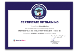 Back-End Development PrestaShop Zertifikat 2021, Jochen Schmid