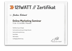 Online-Marketing Seminar Zertifikat 2016, Jochen Schmid