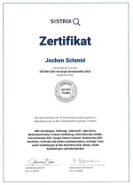 Zertifikat der SEO-Seminarreihe von Jochen Schmid