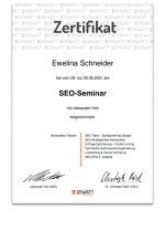 SEO-Seminar-Zertifikat von Ewelina Schmid