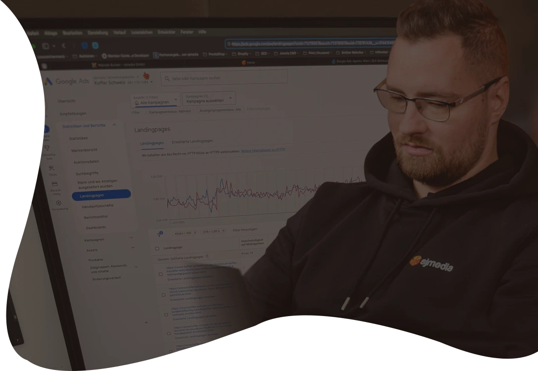 SEA-Spezialist bei der Analyse einer Google-Ads-Kampagne