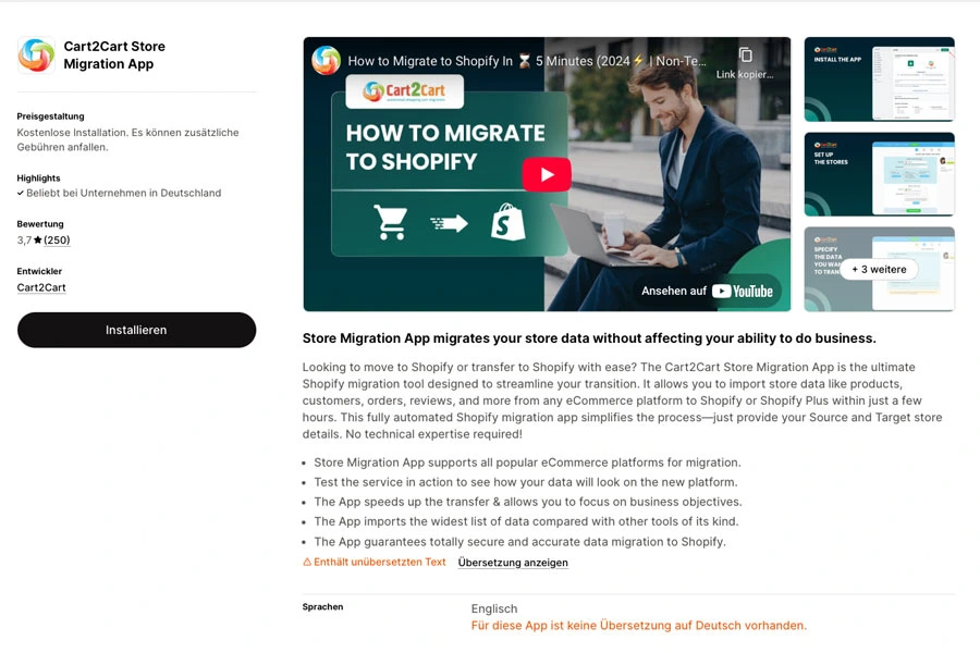 Onlineshop Migration zu Shopify