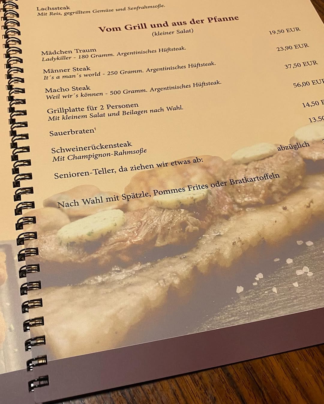 Speisekarte mit widerstandsfähigem Folienschutz