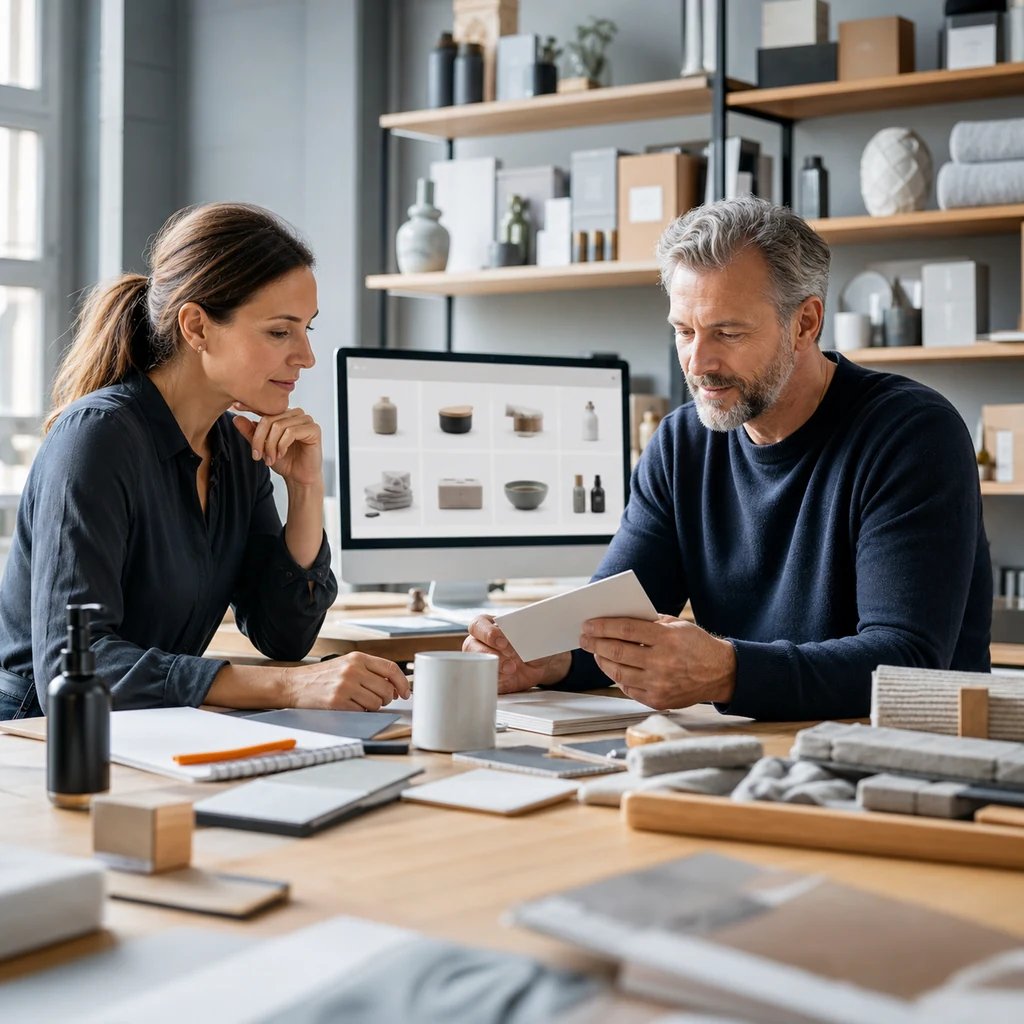 Business-Team bei der Entwicklung eines Onlineshops