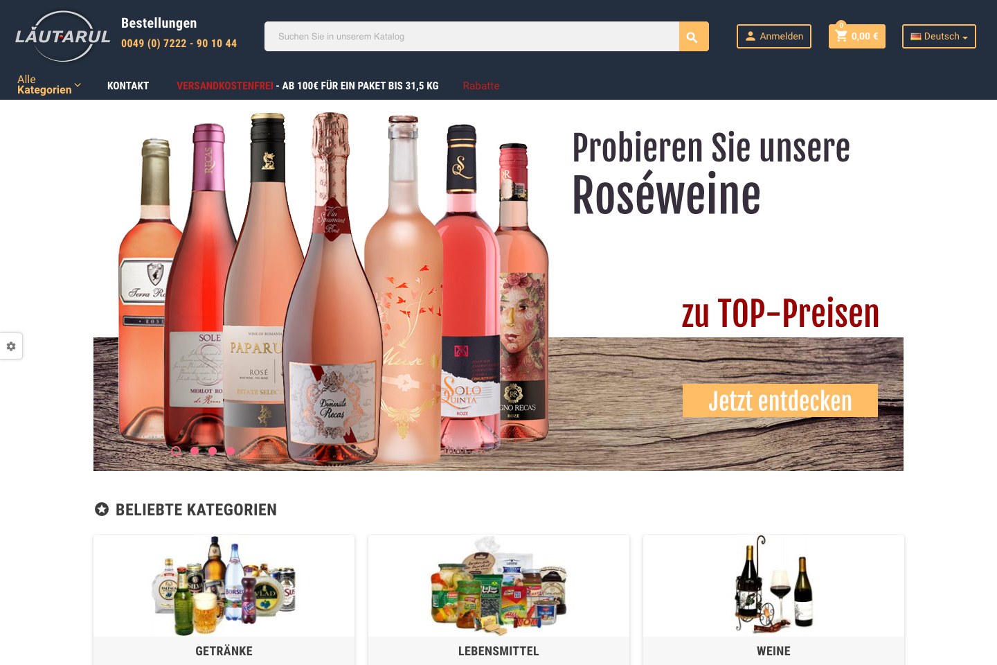 Screenshot der aktuellen Website von LAUTARUL OHG