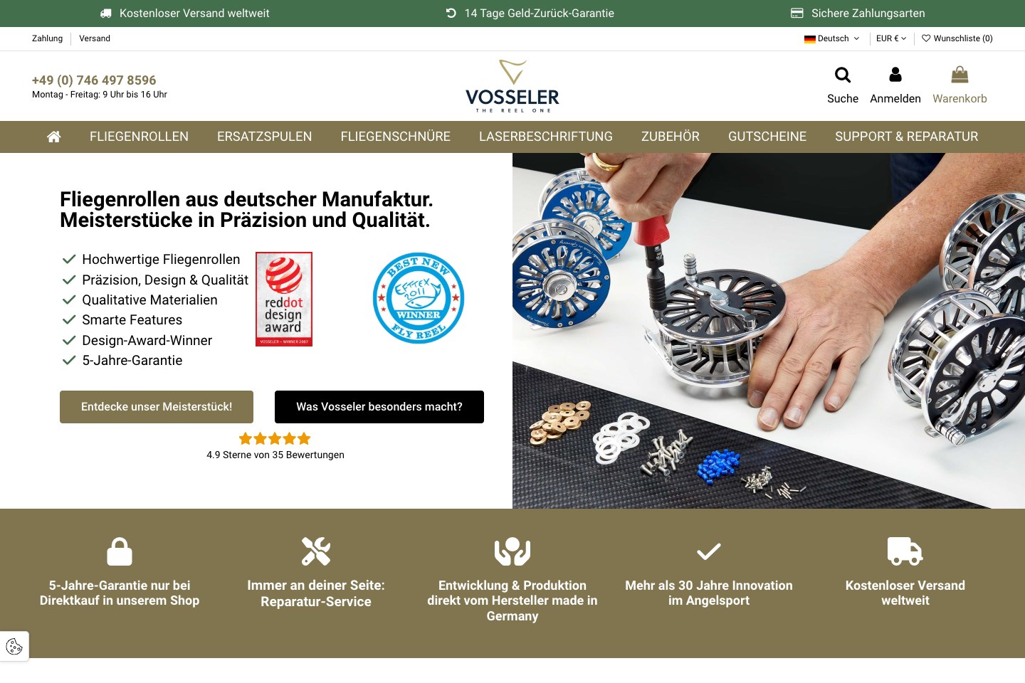 Screenshot der aktuellen Website von Ralf Vosseler KG