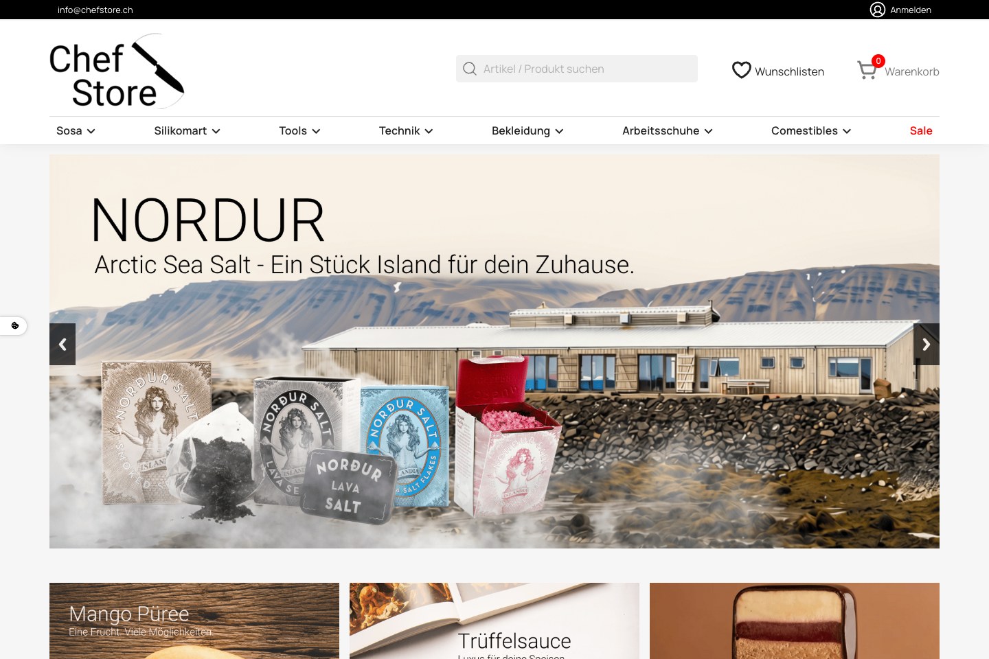 Screenshot des Onlineshops von Chefstore