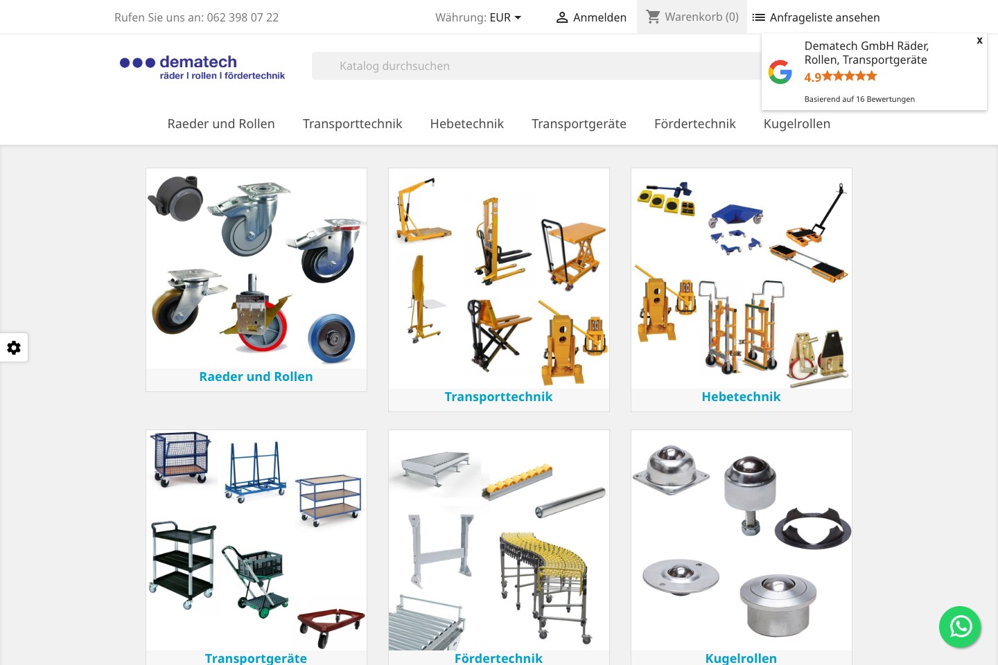 Screenshot der aktuellen Website von Dematech GmbH