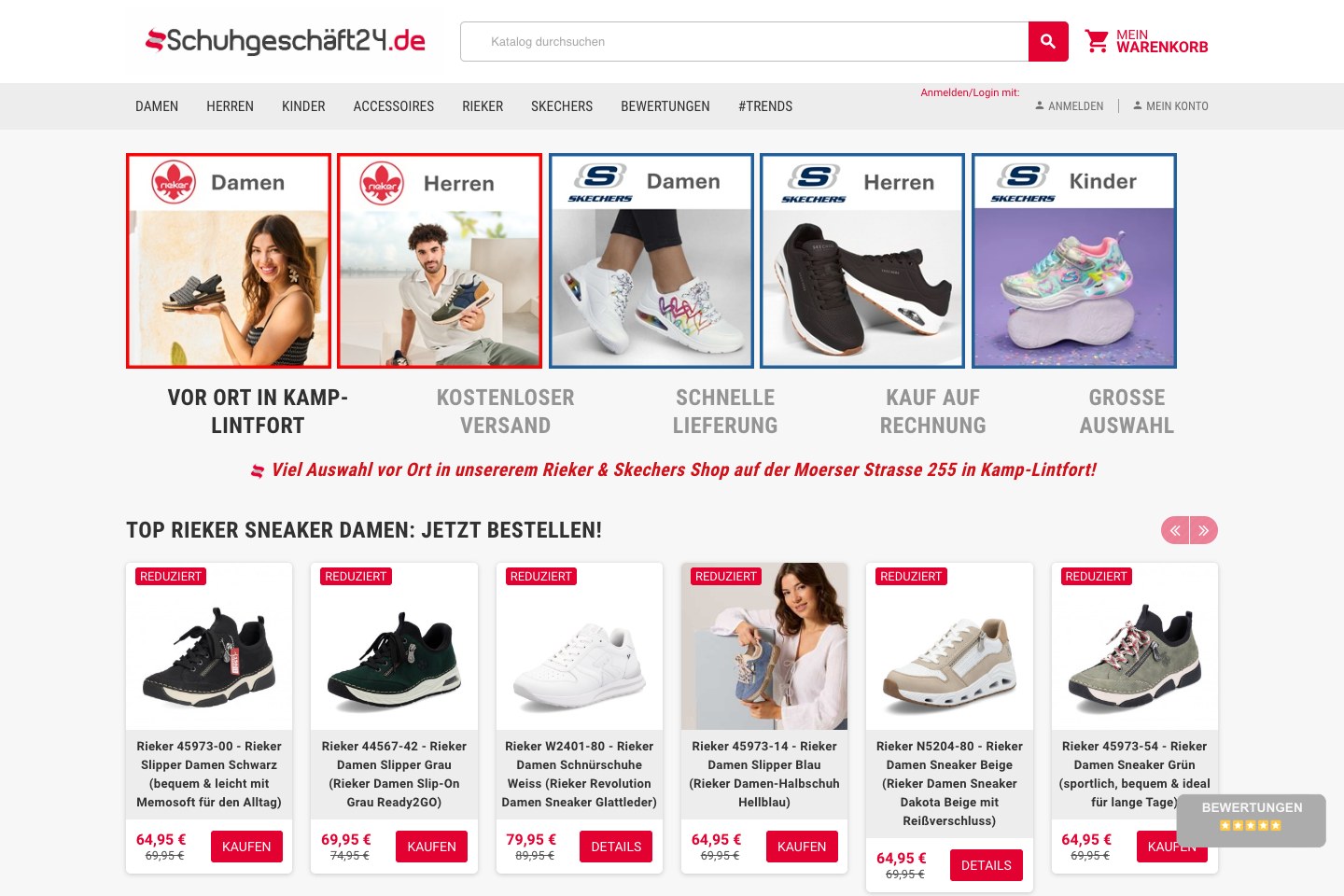 Screenshot der aktuellen Website von Schuhgeschäft24
