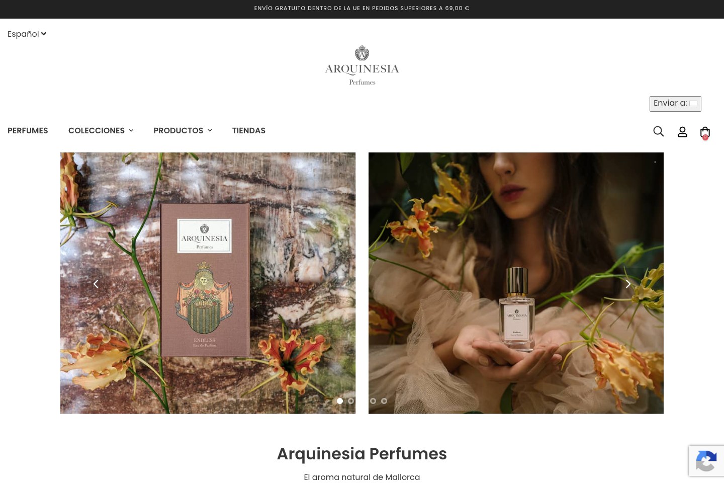 Screenshot des Onlineshops von ARQUINESIA