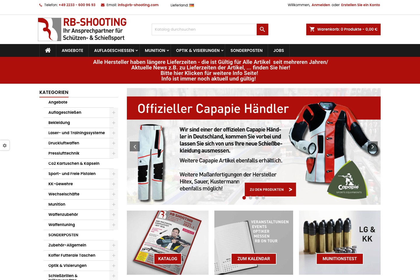Screenshot der aktuellen Website von RB-Shooting