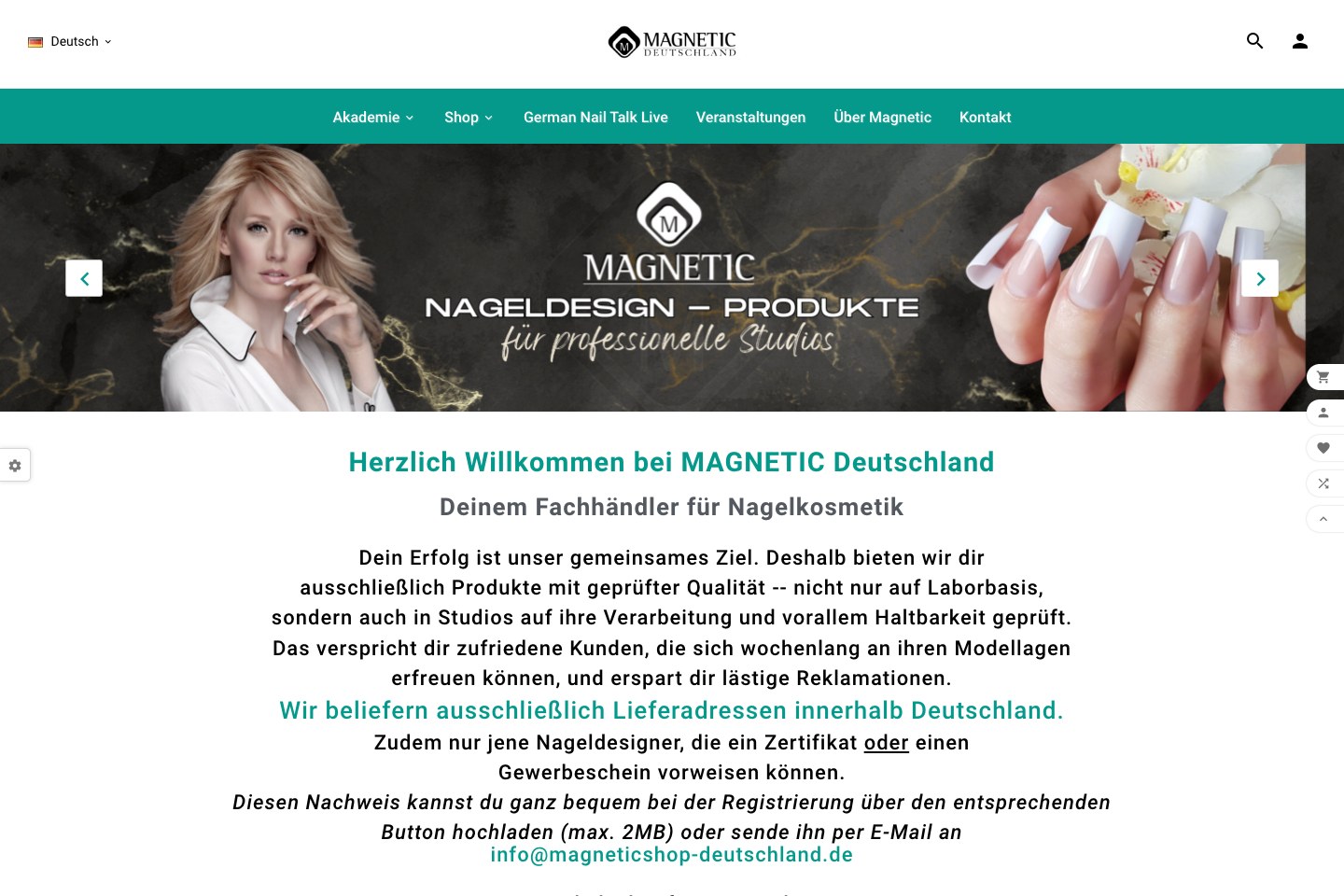 Screenshot der aktuellen Website von Magnetic Deutschland