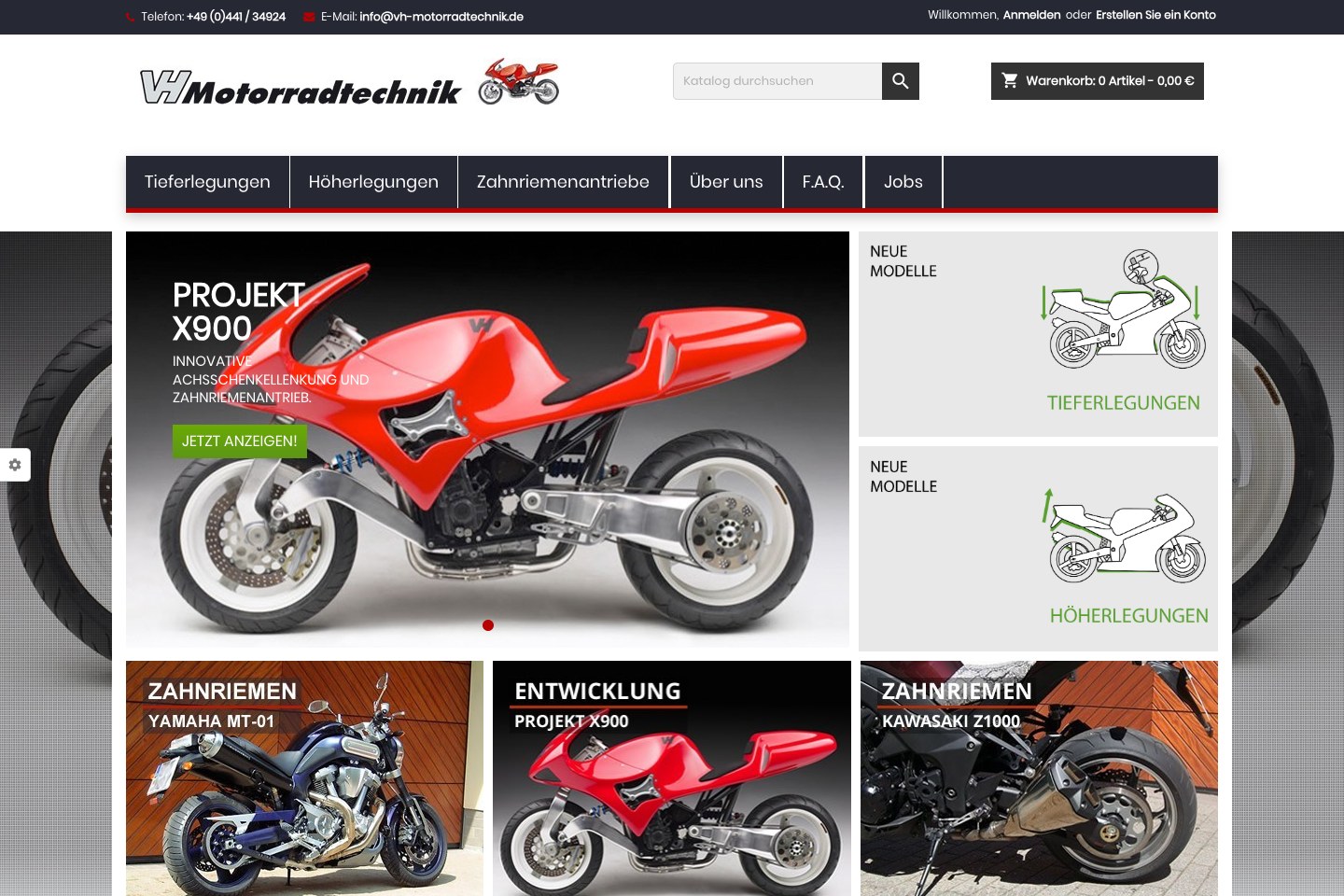 Screenshot der aktuellen Website von VH Motorradtechnik GmbH