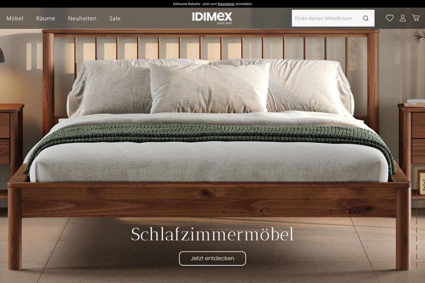 Screenshot der aktuellen Website von IDIMEX AG