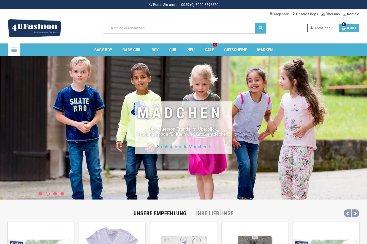 Screenshot der aktuellen Website von 4U Handels GmbH