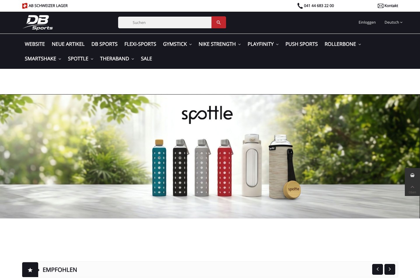 Screenshot des Onlineshops von DB Sports