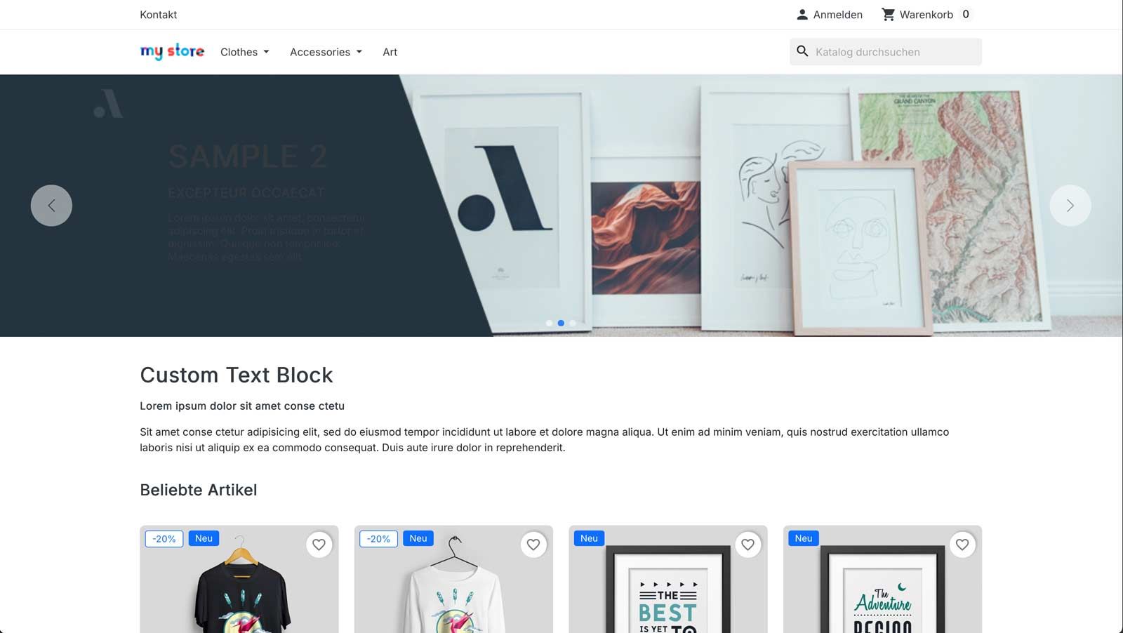 Kundenansicht des kostenlosen PrestaShop 9 Demo-Shops