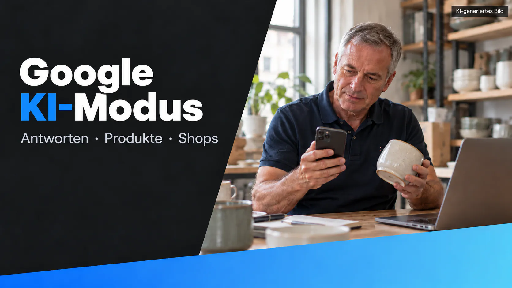 AI-generated article graphic: Google AI Mode — answers, products and stores.