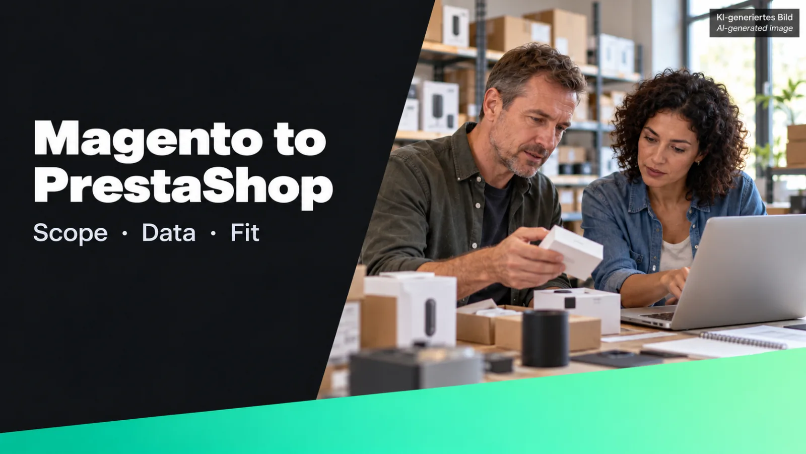 KI-generierte Grafik: Magento zu PrestaShop migrieren