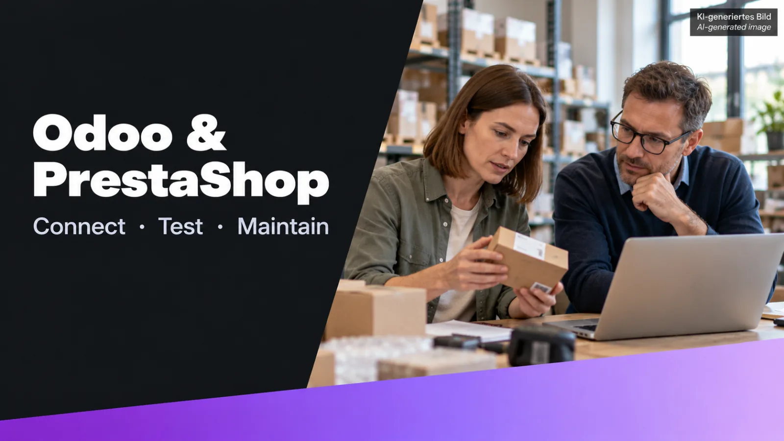 AI-generated illustration: Choosing an Odoo–PrestaShop connector