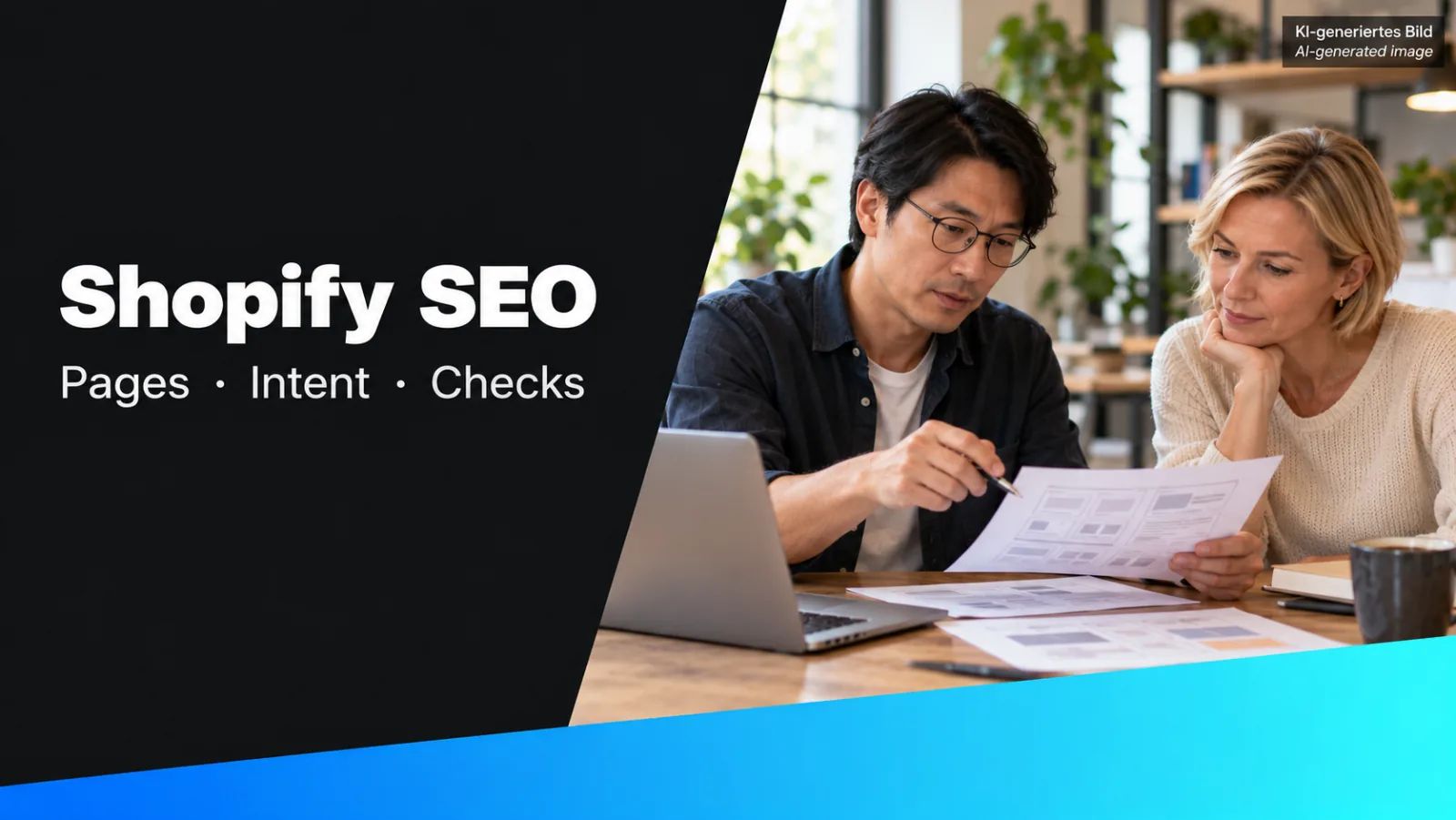 KI-generierte Grafik: Shopify SEO gezielt prüfen